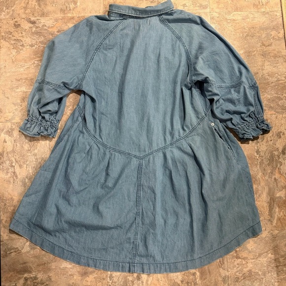 We The Free People Dress Women L Hannah Mini Denim Shirtdress Button Up Pockets - Picture 4 of 9